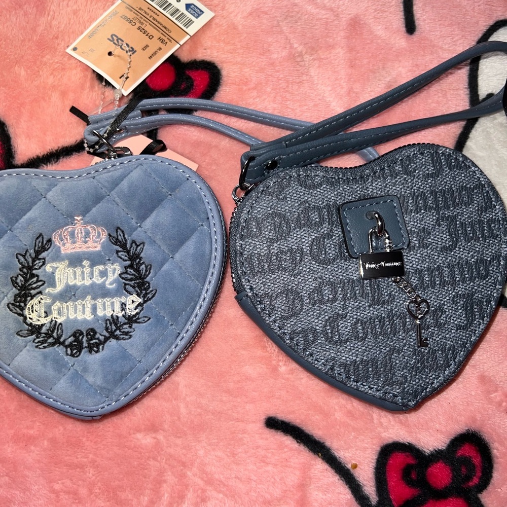Juicy Couture Blue and Gray Heart Wristlet Duo